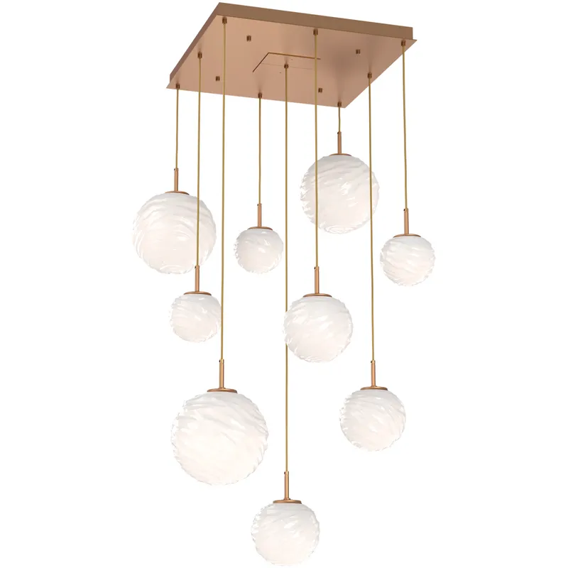 Gaia LED Novel Brass Multi-Pendant Ceiling Light in 3000K LED, Opal White