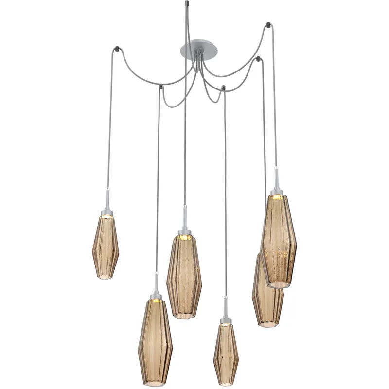 Aalto LED Classic Silver Swag Multi-Pendant Ceiling Light in 3000K LED, Bronze