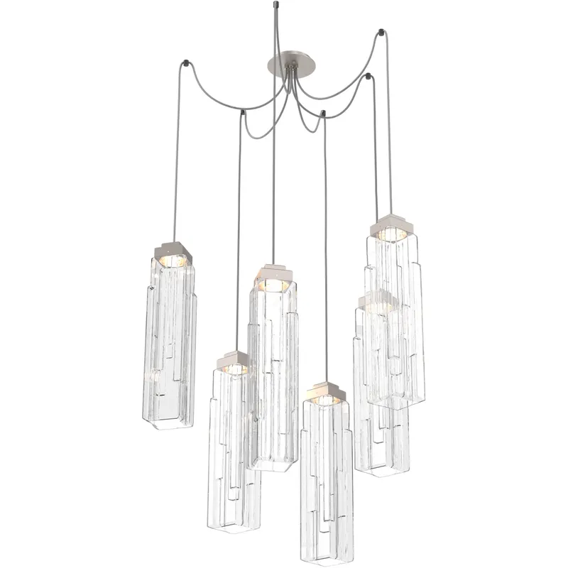 Ledgestone LED 13.5 inch Metallic Beige Silver Swag Multi-Pendant Ceiling Light in 3000K LED