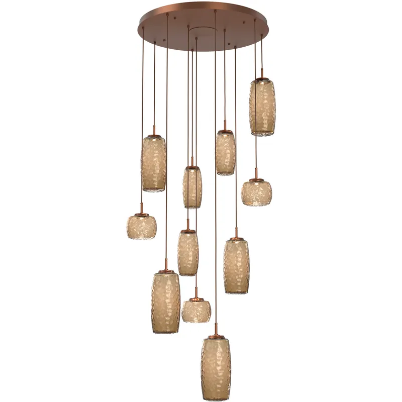 Vessel LED Burnished Bronze Multi-Pendant Ceiling Light in 3000K LED