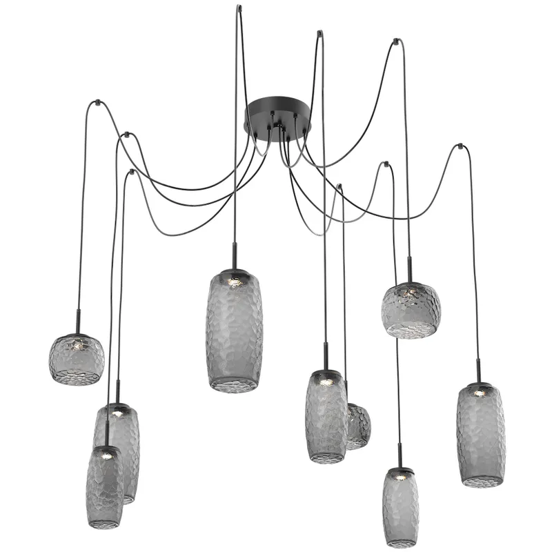 Vessel LED 15.2 inch Matte Black Swag Multi-Pendant Ceiling Light in Smoke, 2700K LED