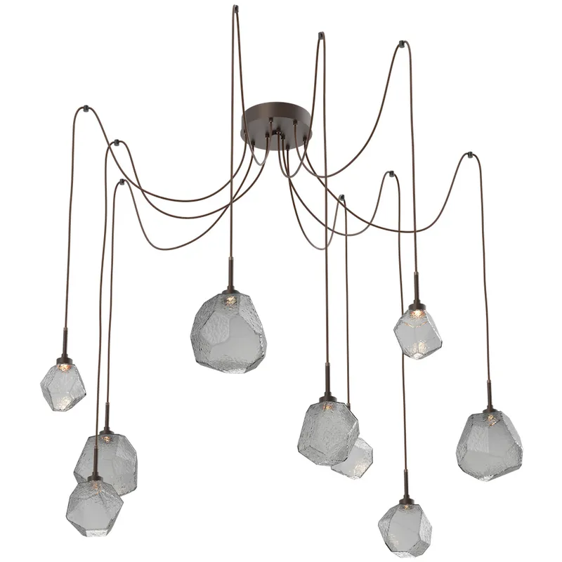 Gem LED 17 inch Flat Bronze Swag Multi-Pendant Ceiling Light in Smoke, 2700K LED