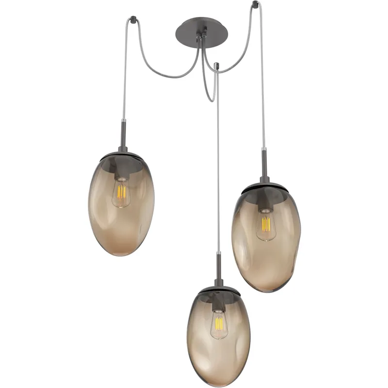 Meteo 3 Light 17 inch Graphite Swag Multi-Pendant Ceiling Light in Bronze