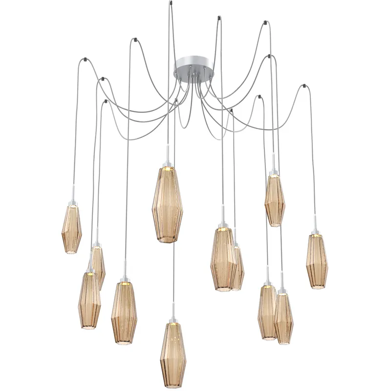 Aalto LED Classic Silver Swag Multi-Pendant Ceiling Light in 3000K LED, Bronze