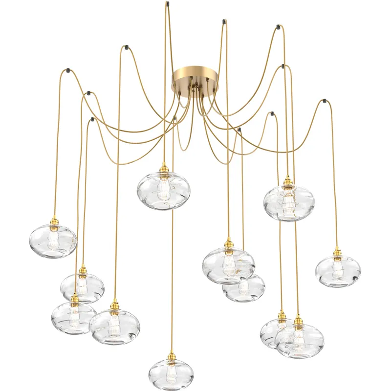 Coppa 12 Light 17 inch Gilded Brass Swag Multi-Pendant Ceiling Light in Clear Optic