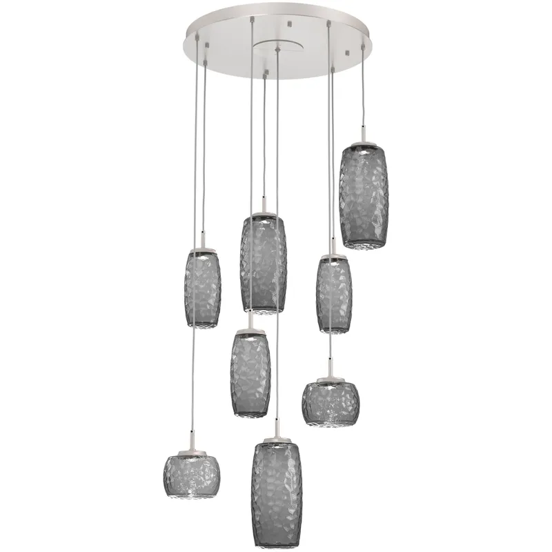 Vessel LED Beige Silver Multi-Pendant Ceiling Light in Smoke, 2700K LED