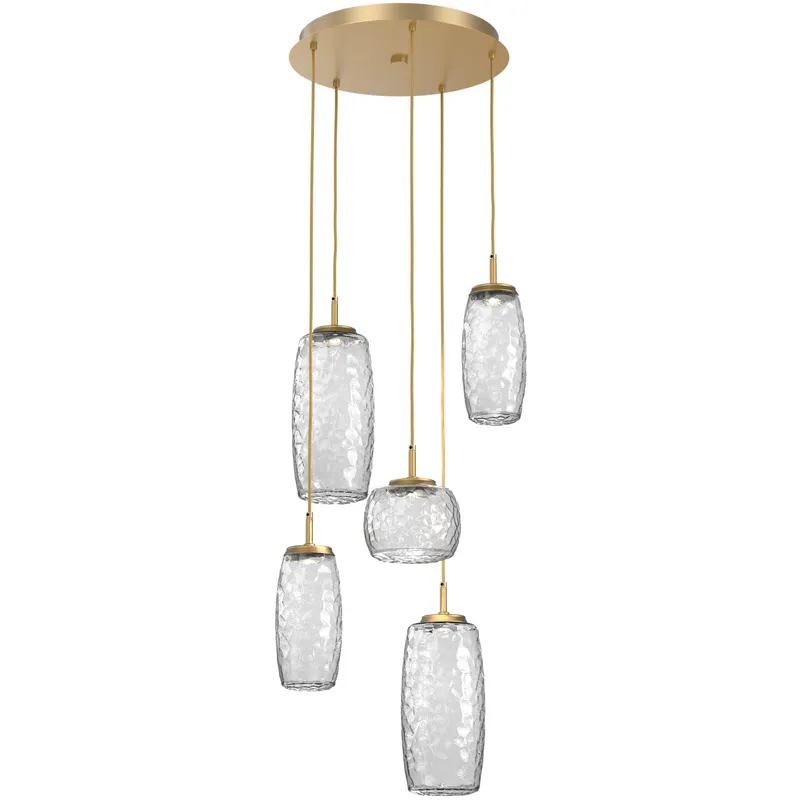 Vessel LED Gilded Brass Multi-Pendant Ceiling Light in Clear, 2700K LED