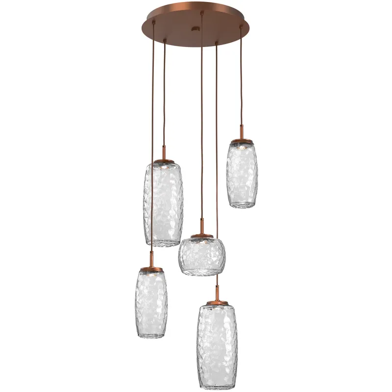 Vessel LED Burnished Bronze Multi-Pendant Ceiling Light in 3000K LED, Clear