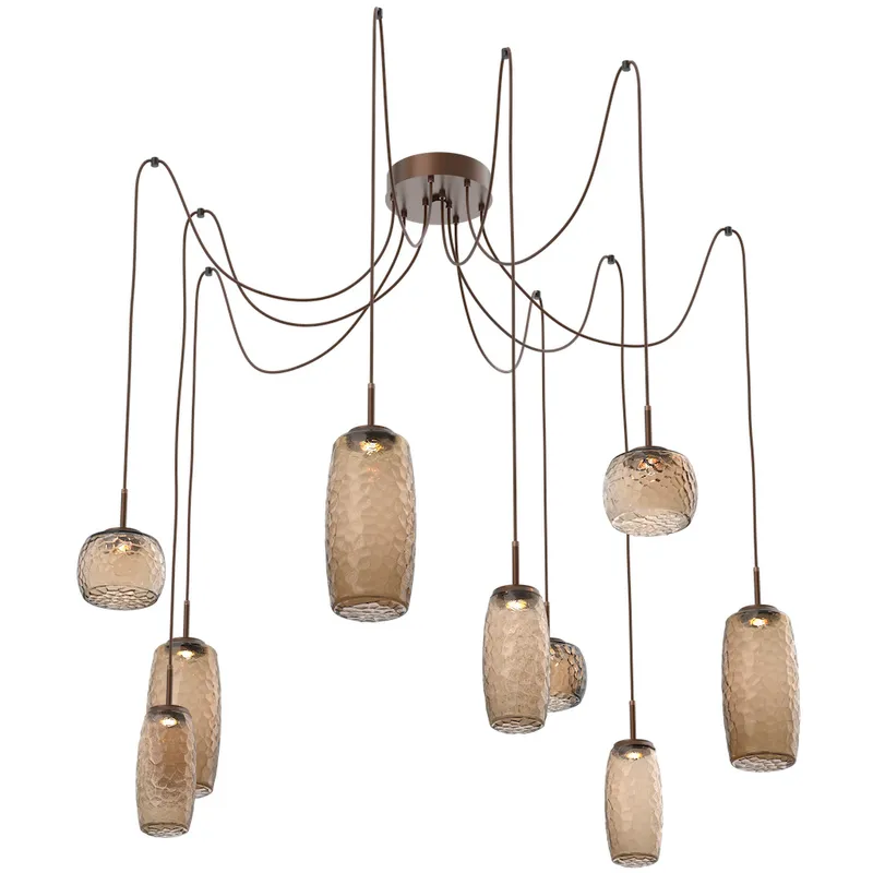 Vessel LED 15.2 inch Burnished Bronze Swag Multi-Pendant Ceiling Light in 3000K LED