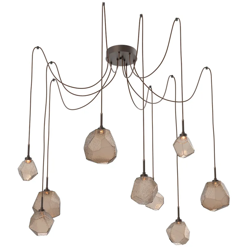 Gem LED 17 inch Flat Bronze Swag Multi-Pendant Ceiling Light in 2700K LED