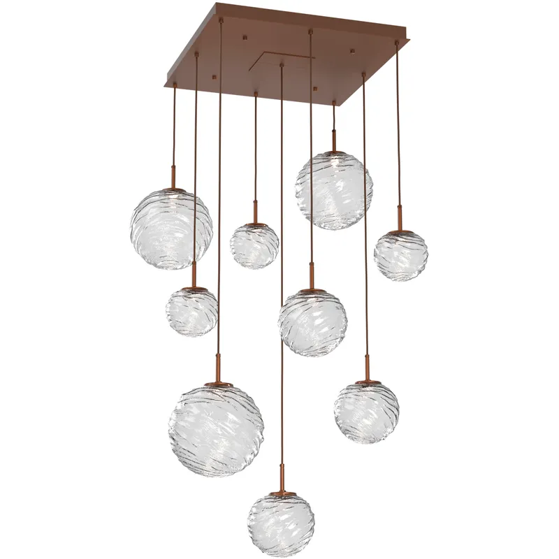 Gaia LED 30 inch Burnished Bronze Multi-Pendant Ceiling Light in Clear, 2700K LED