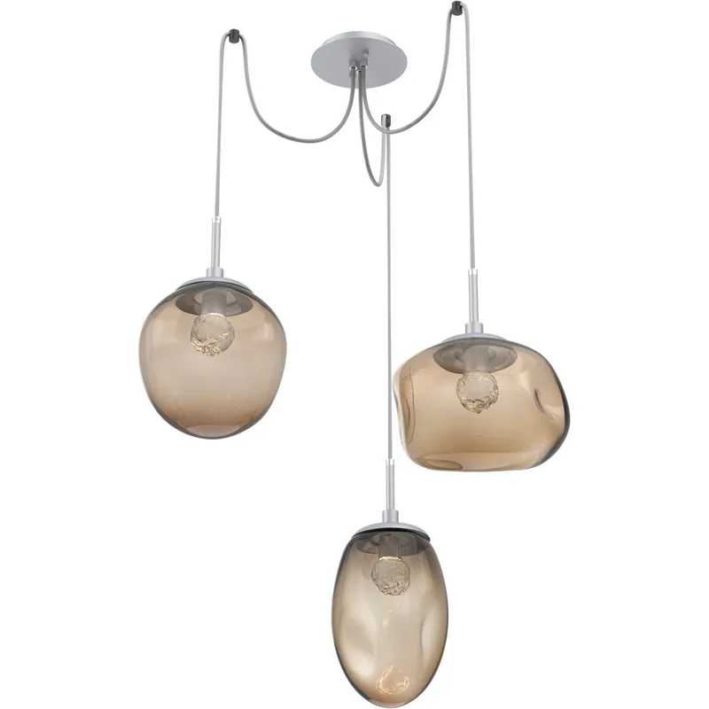Cosmos LED 17 inch Classic Silver Swag Multi-Pendant Ceiling Light in 2700K LED, Floret Inner - Bronze Outer
