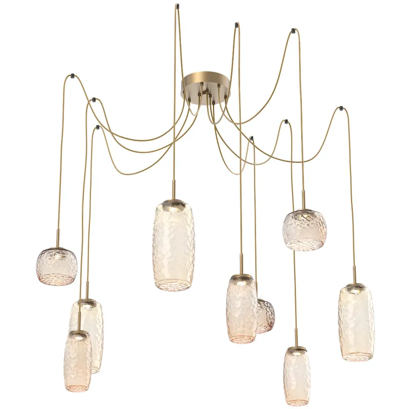 Vessel LED 15.2 inch Gilded Brass Swag Multi-Pendant Ceiling Light in Amber, 2700K LED