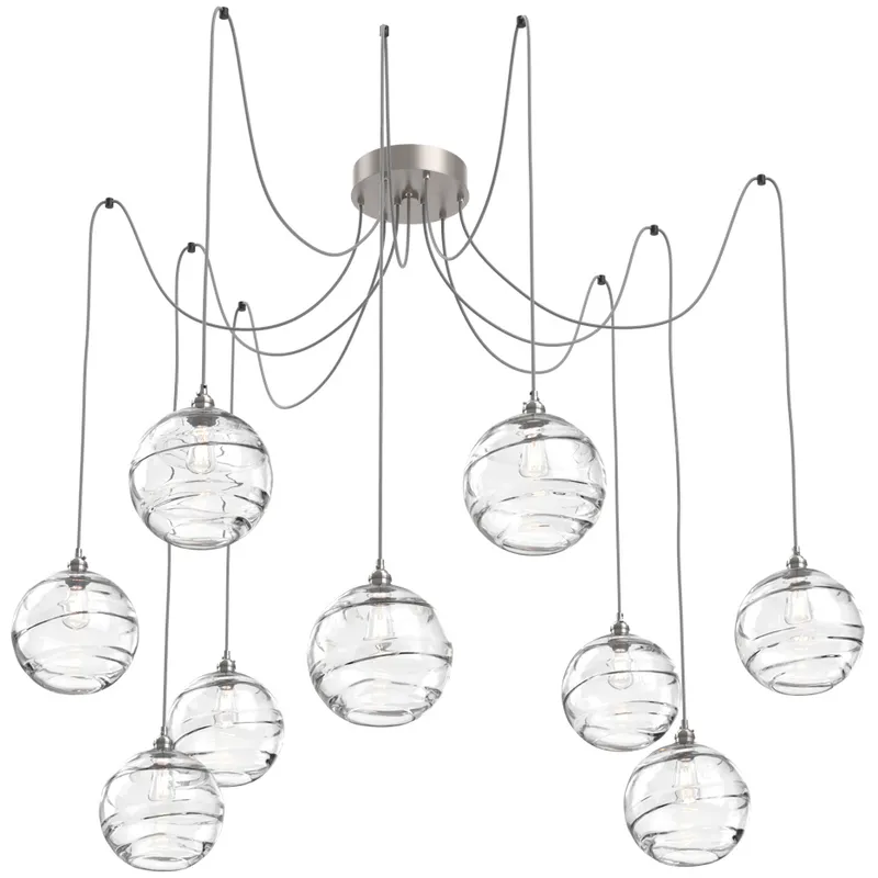 Terra 9 Light 18 inch Metallic Beige Silver Swag Multi-Pendant Ceiling Light in Clear Optic