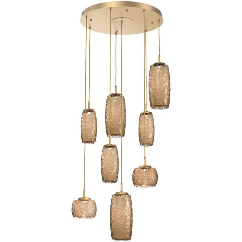 Vessel LED Gilded Brass Multi-Pendant Ceiling Light in 3000K LED, Bronze