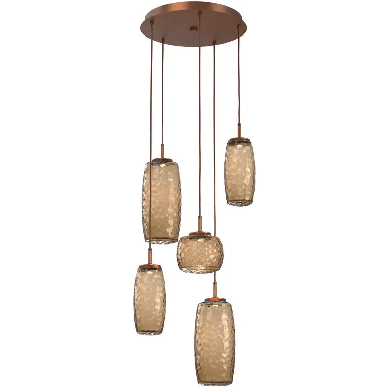 Vessel LED Burnished Bronze Multi-Pendant Ceiling Light in 3000K LED