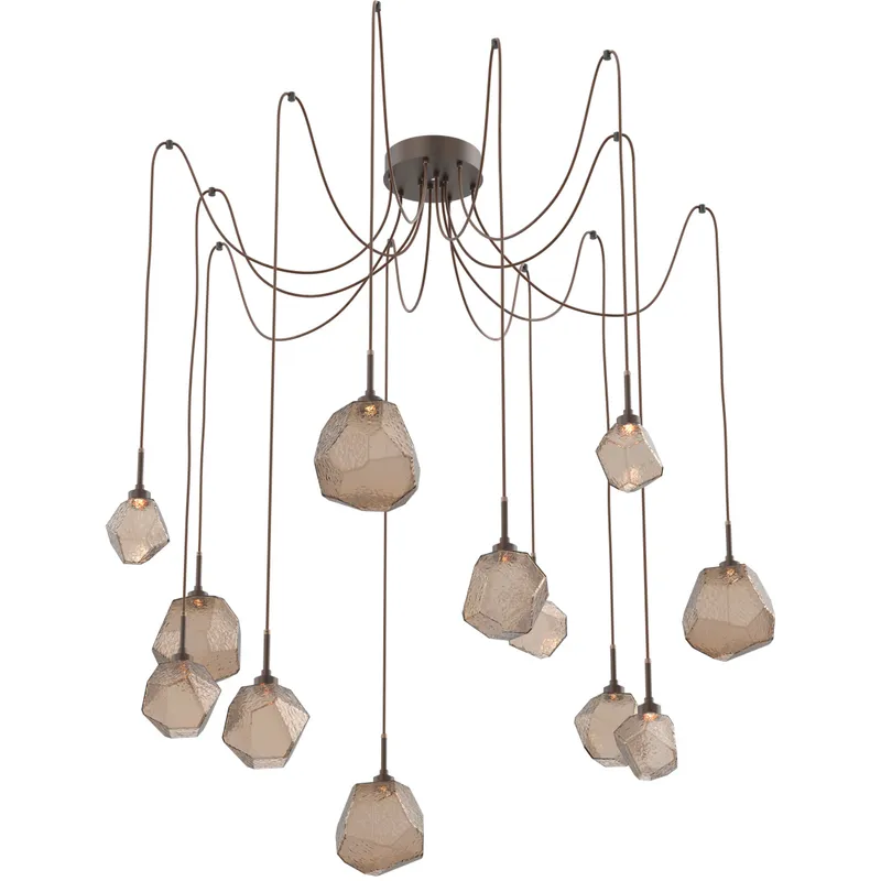 Gem LED 17 inch Flat Bronze Swag Multi-Pendant Ceiling Light in 3000K LED