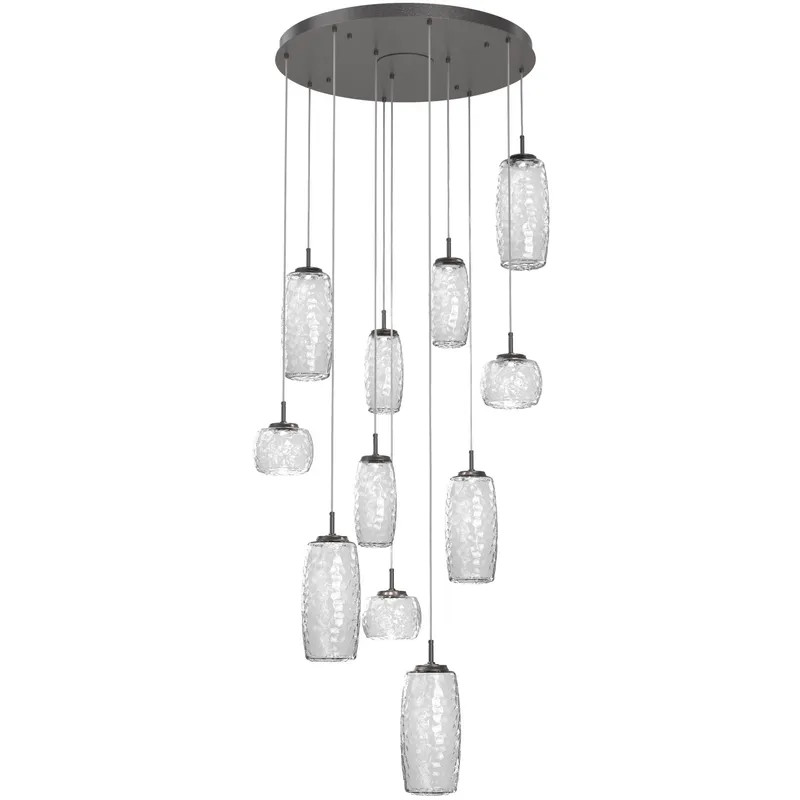 Vessel LED Graphite Multi-Pendant Ceiling Light in Clear, 2700K LED