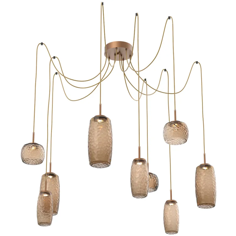 Vessel LED 15.2 inch Novel Brass Swag Multi-Pendant Ceiling Light in Bronze, 2700K LED