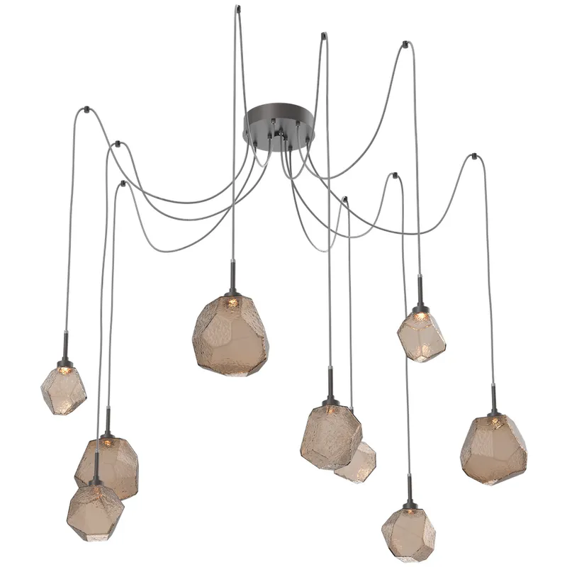 Gem LED 17 inch Graphite Swag Multi-Pendant Ceiling Light in Bronze, 2700K LED