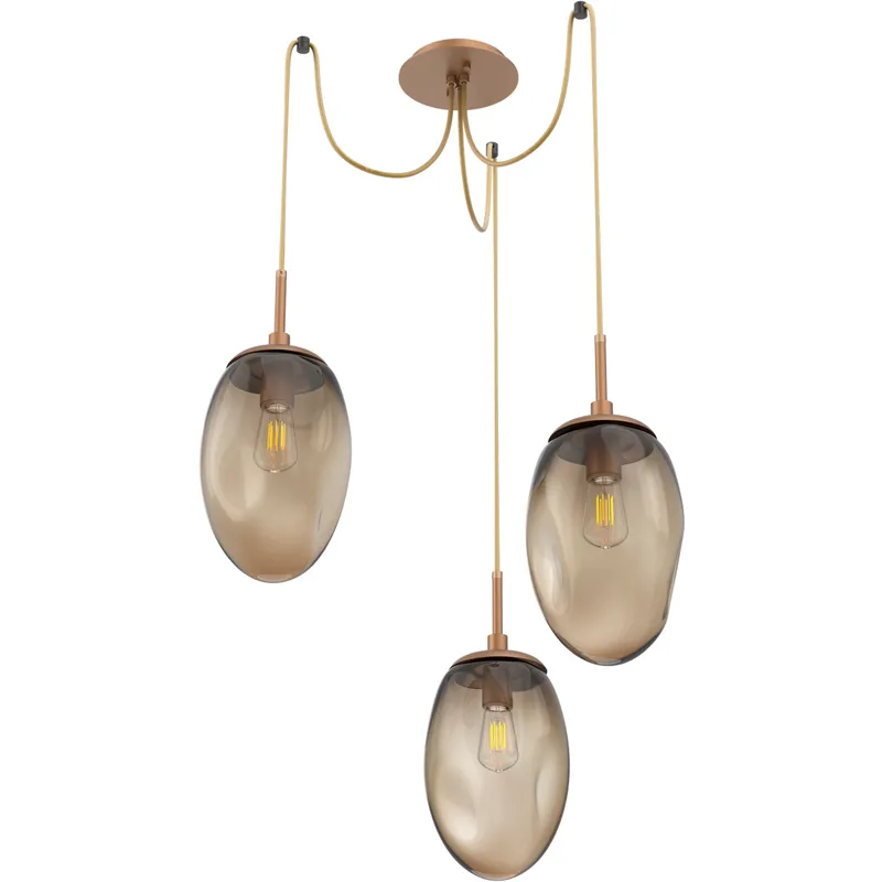 Meteo 3 Light 17 inch Novel Brass Swag Multi-Pendant Ceiling Light in Bronze