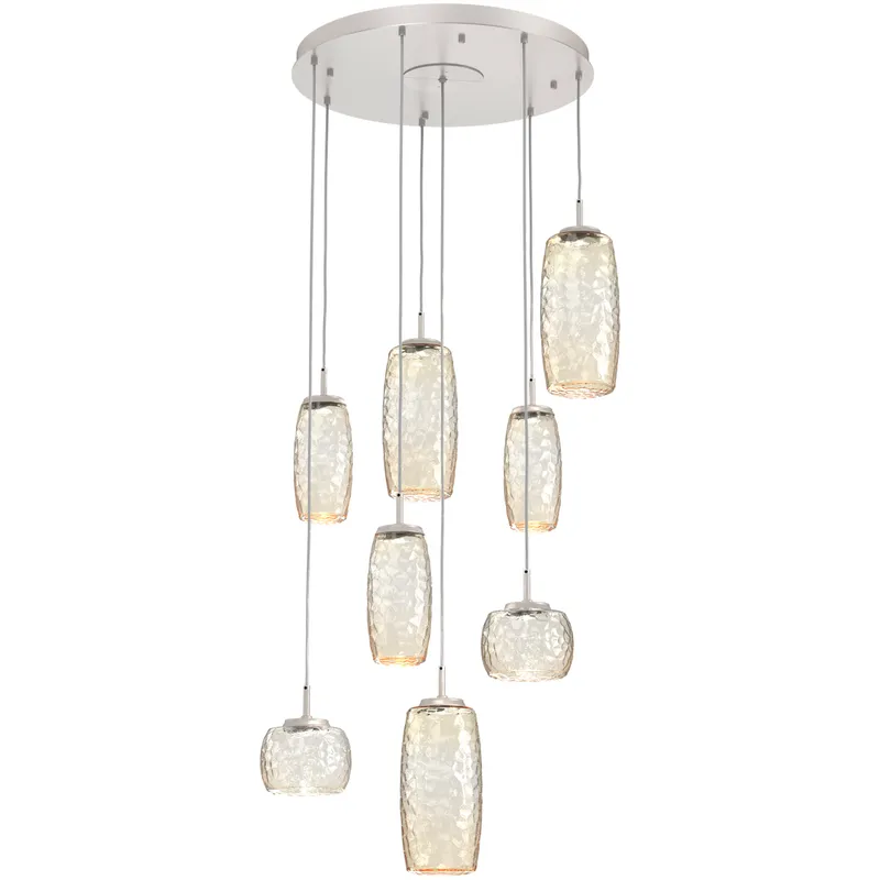 Vessel LED Beige Silver Multi-Pendant Ceiling Light in 3000K LED, Amber