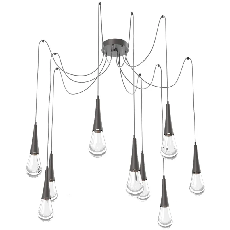 Raindrop LED 13.6 inch Graphite Swag Multi-Pendant Ceiling Light in 2700K LED