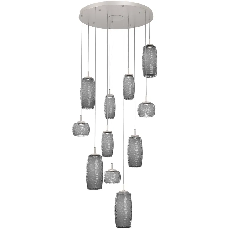 Vessel LED Beige Silver Multi-Pendant Ceiling Light in Smoke, 2700K LED