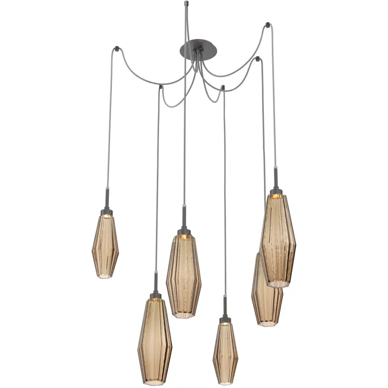 Aalto LED Graphite Swag Multi-Pendant Ceiling Light in Bronze, 2700K LED