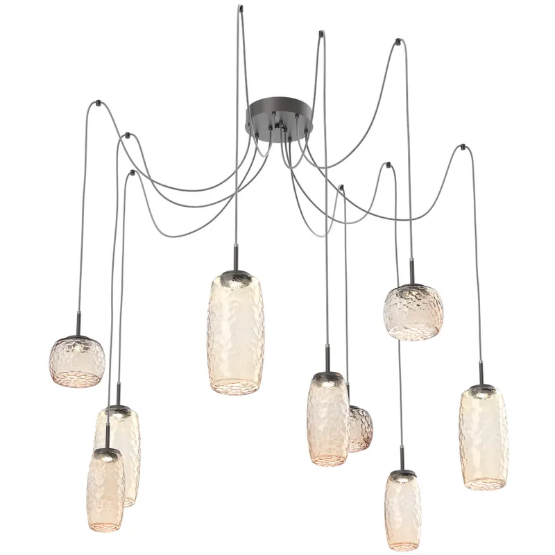 Vessel LED 15.2 inch Graphite Swag Multi-Pendant Ceiling Light in Amber, 2700K LED