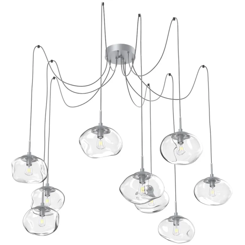 Nova 9 Light 19 inch Classic Silver Swag Multi-Pendant Ceiling Light in Clear