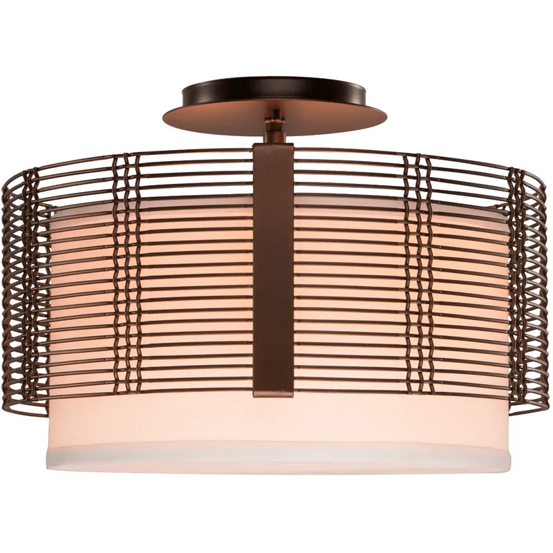 Downtown Mesh 2 Light 14.5 inch Beige Silver Semi Flush Ceiling Light in Metallic Beige Silver