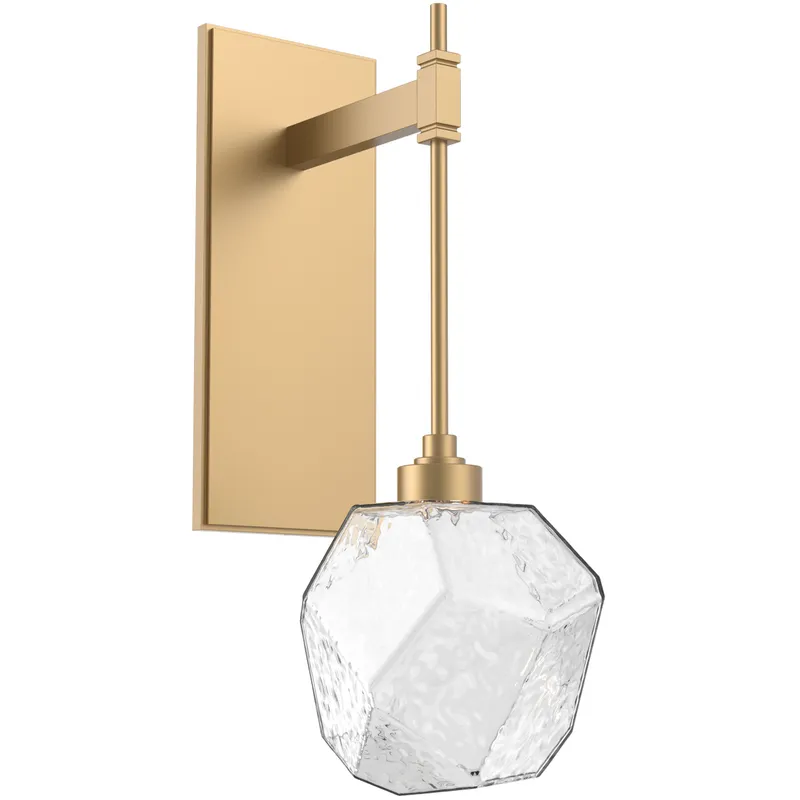 Gem LED 6.3 inch Gilded Brass Indoor Sconce Wall Light in 3000K LED, Clear, Tempo