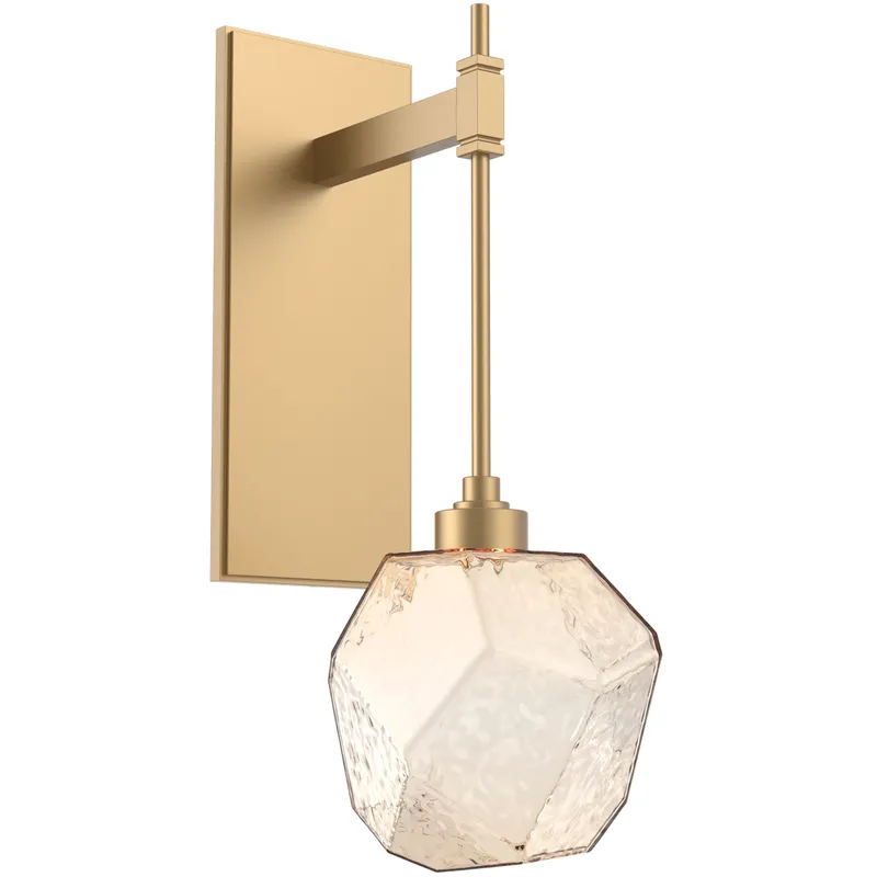 Gem LED 6.3 inch Gilded Brass Indoor Sconce Wall Light in Amber, 2700K LED, Tempo