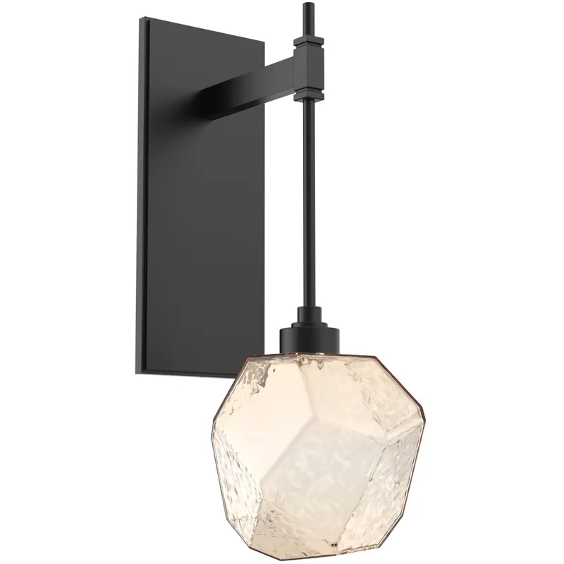 Gem LED 6.3 inch Matte Black Indoor Sconce Wall Light in 3000K LED, Amber, Tempo