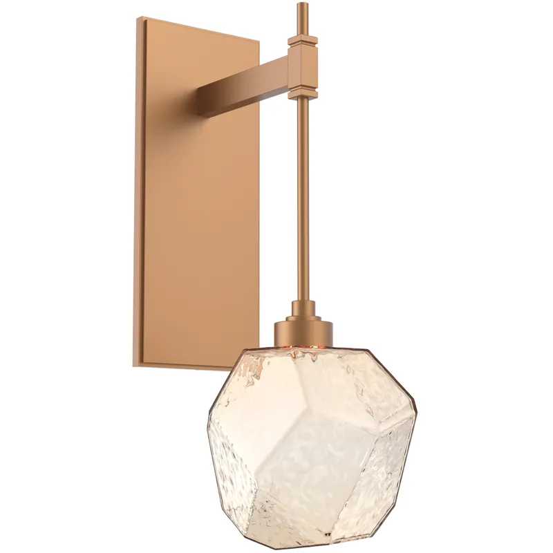 Gem LED 6.3 inch Novel Brass Indoor Sconce Wall Light in 3000K LED, Amber, Tempo