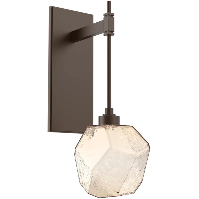 Gem LED 6.3 inch Flat Bronze Indoor Sconce Wall Light in Amber, 2700K LED, Tempo