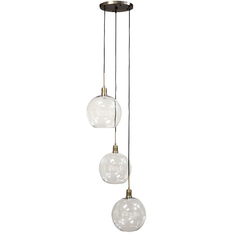 Luca 3 Light 11.75 inch Clear and Nickel Pendant Ceiling Light
