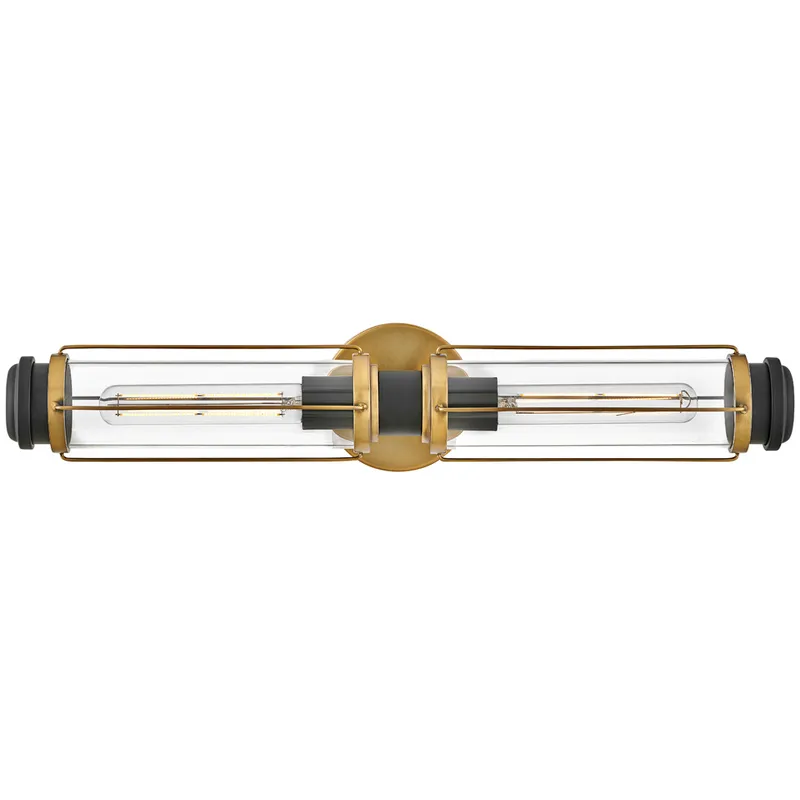 Masthead 2 Light 24 inch Heritage Brass with Black Vanity Light Wall Light