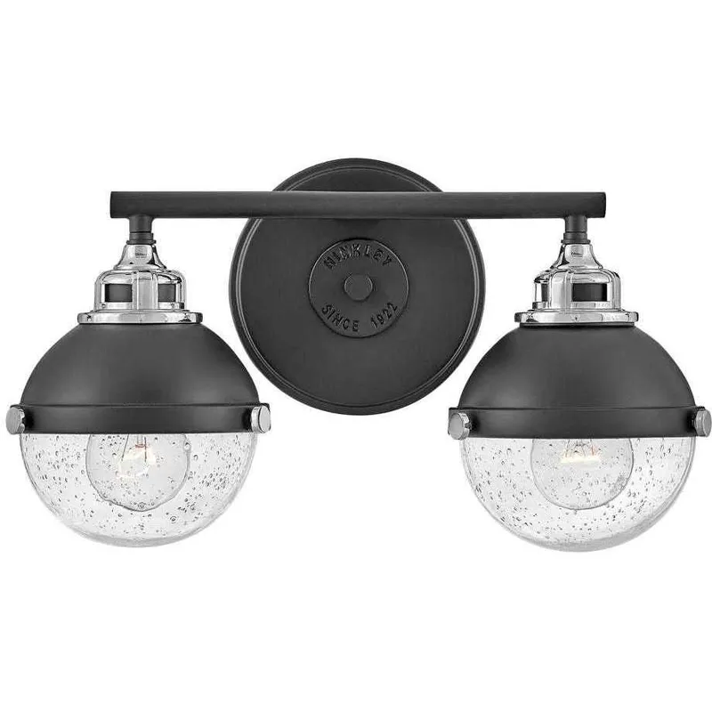 Fletcher 2 Light 16 inch Black with Chrome Vanity Light Wall Light in Black/Chrome