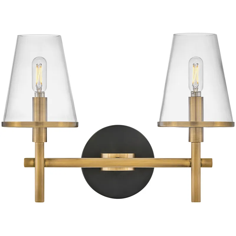Marten 2 Light 15 inch Heritage Brass Bath Light Wall Light