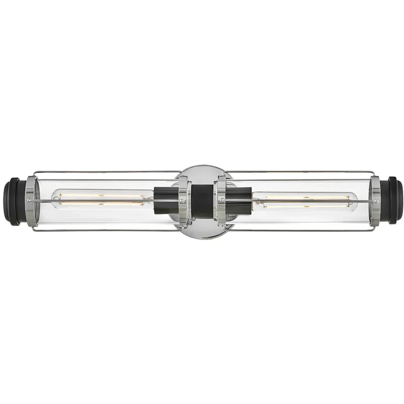Masthead 2 Light 24 inch Chrome with Black Vanity Light Wall Light