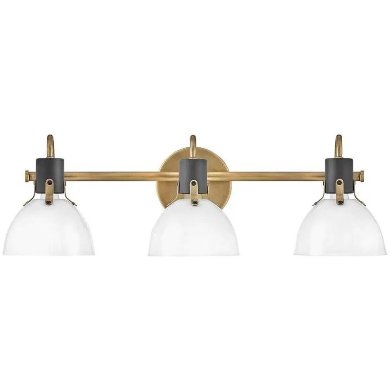 Argo 3 Light 24.5 inch Heritage Brass with Black Vanity Light Wall Light