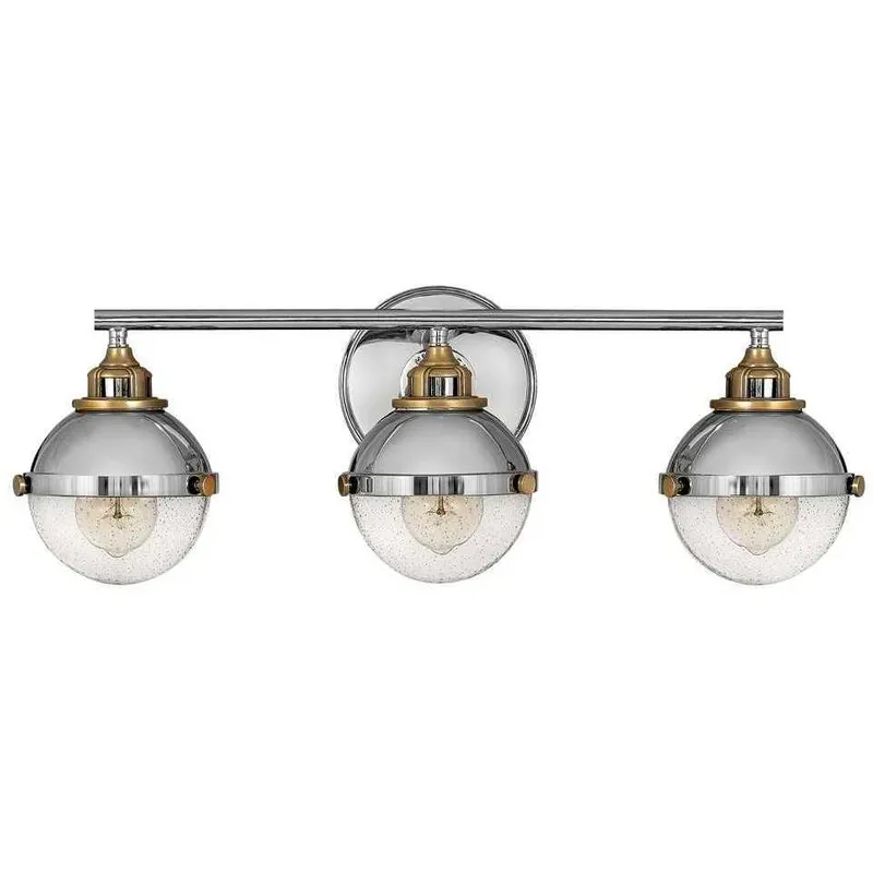 Fletcher 3 Light 25 inch Polished Nickel with Heritage Brass Vanity Light Wall Light
