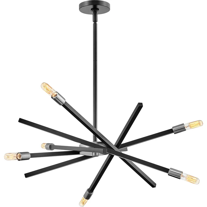 Archer 6 Light 26 inch Satin Black with Brushed Nickel Indoor Chandelier Ceiling Light