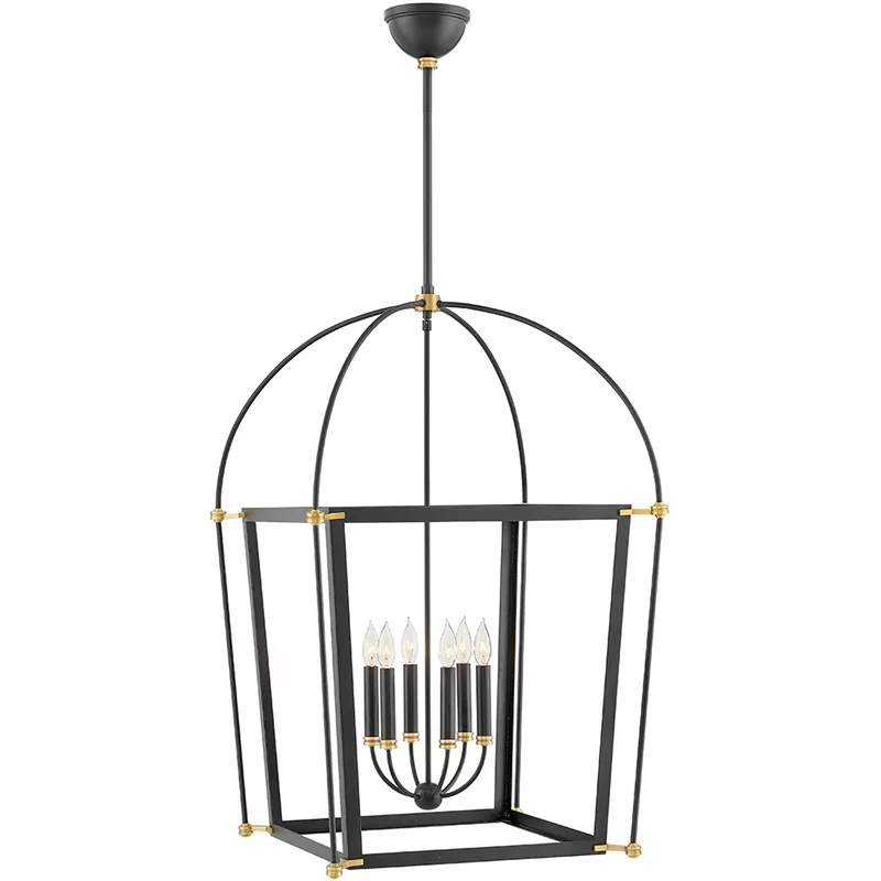 Selby 6 Light 25 inch Black with Heritage Brass Indoor Chandelier Ceiling Light