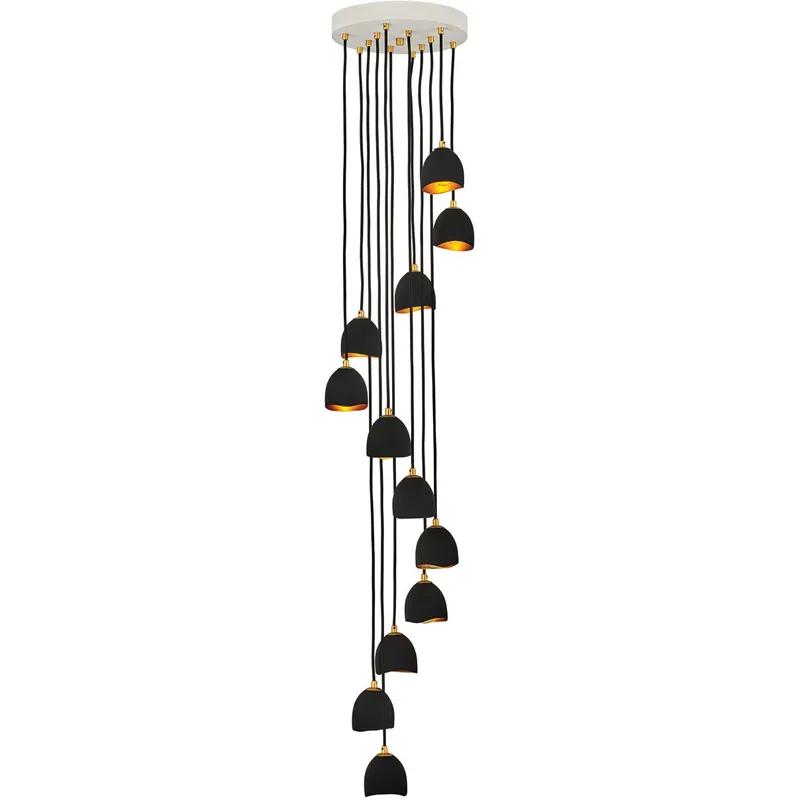 Lisa McDennon Nula 12 Light 18.5 inch Shell Black with Gold Leaf Indoor Chandelier Ceiling Light