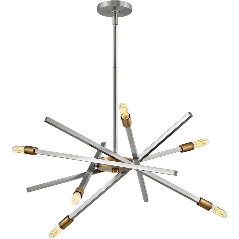 Archer 6 Light 26 inch Brushed Nickel with Brushed Bronze Indoor Chandelier Ceiling Light