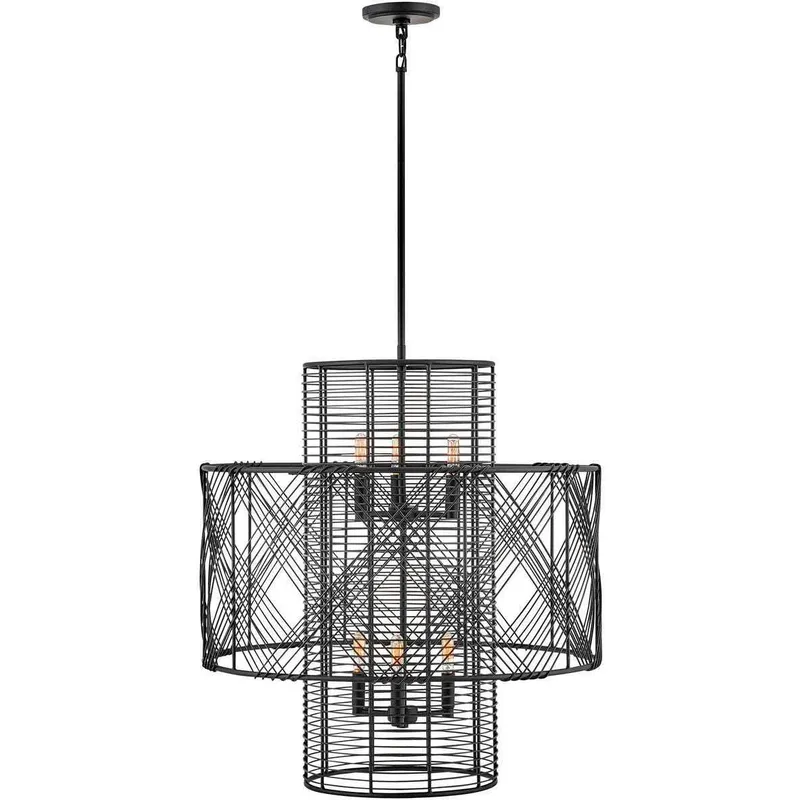 Lisa McDennon Nikko 6 Light 26 inch Black Indoor Chandelier Ceiling Light
