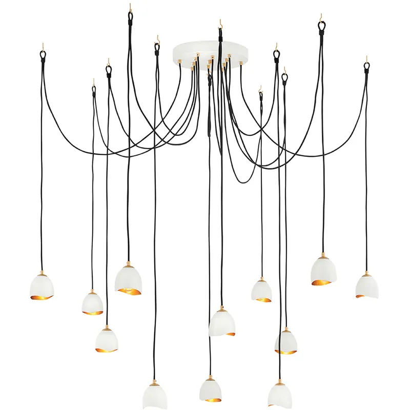Lisa McDennon Nula 12 Light 18.5 inch Shell White with Gold Leaf Indoor Chandelier Ceiling Light